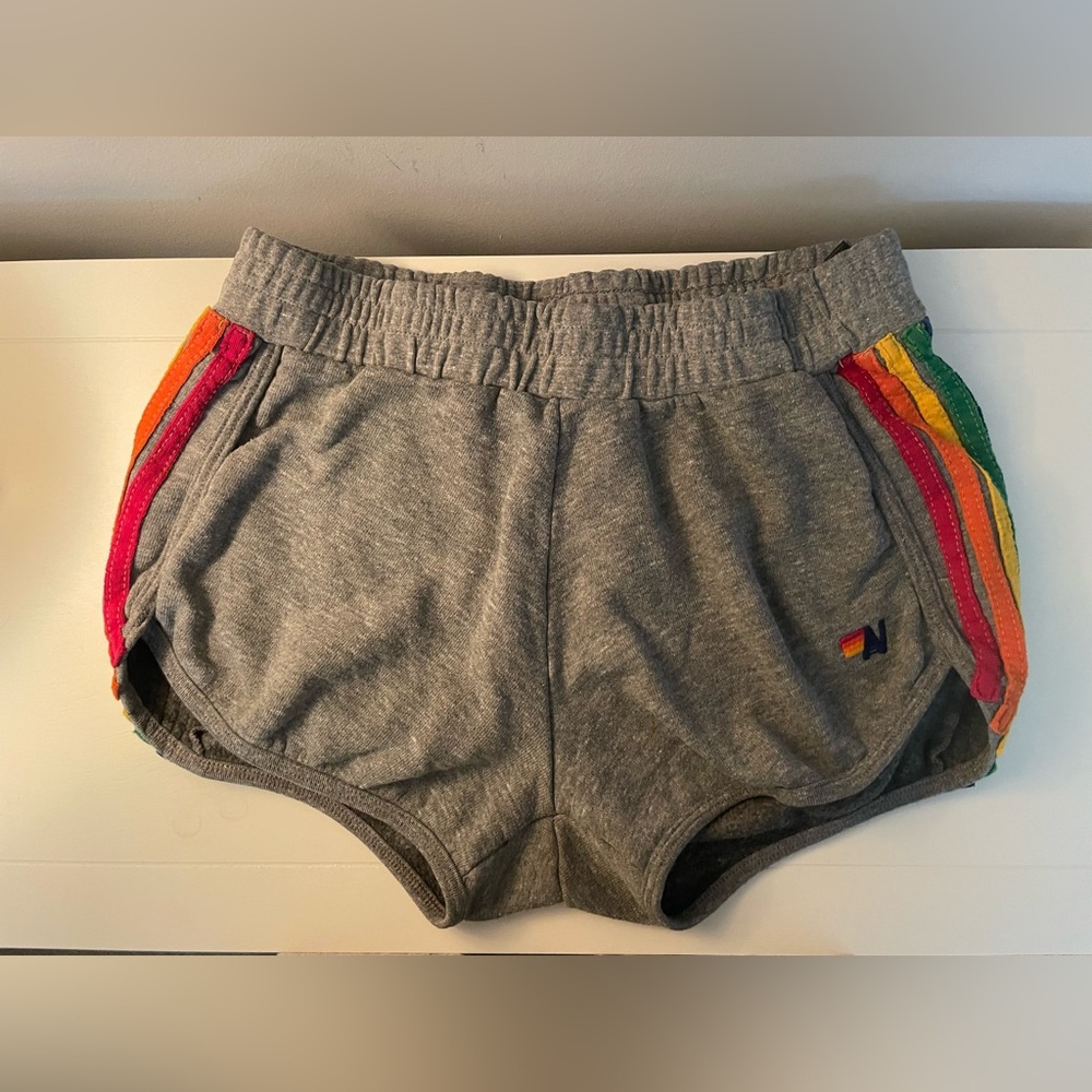AVIATOR NATION Women’s Track Shorts in great condition! Grey/multi-stripe size M